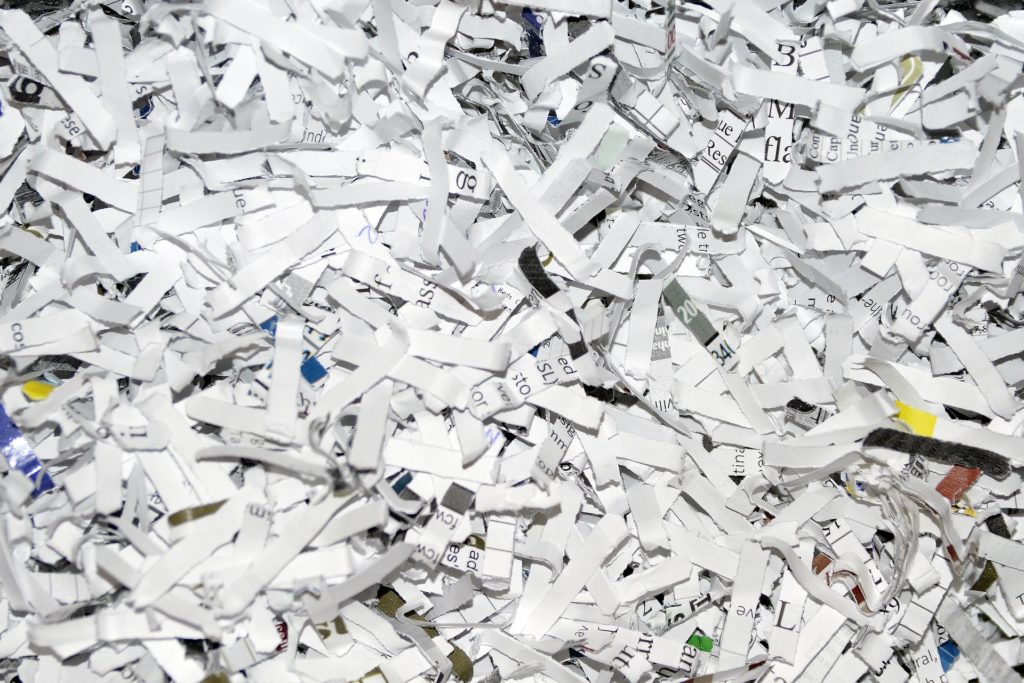 A pile of shredded paper.